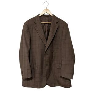Ermenegildo Zegna Italy Neiman Marcus 54R 44R Silk Wool Blazer Suit Jacket Brown
